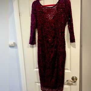 Marina sequin lace dress plum color size 14